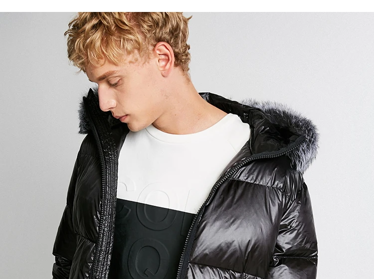 JackJones мужской зимний пуховик с капюшоном и воротником из лисьего меха 218412521