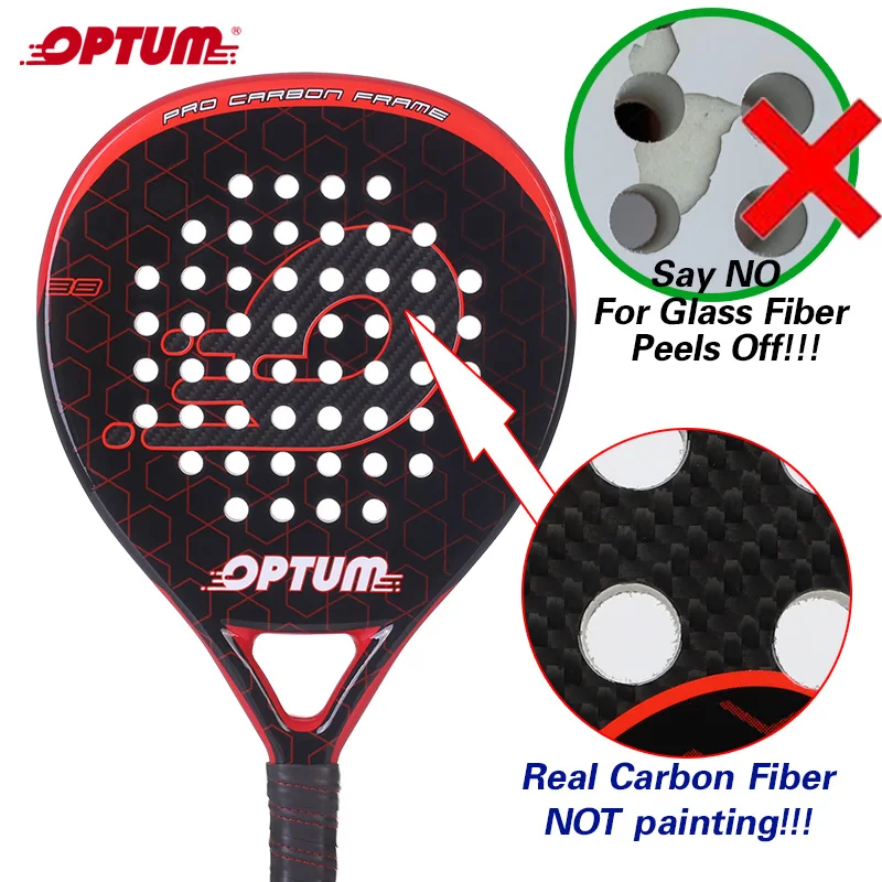 OPTUM ELITE 3K Углеродное волокно Pro теннисные ракетки для бадминтона Pop Tennis Paddle Raquete Padel