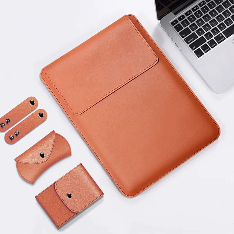

Кожаный чехол-сумка для Macbook Air Pro 12 13 15, однотонный Чехол-подкладка для Macbook Air, чехол для женщин и мужчин