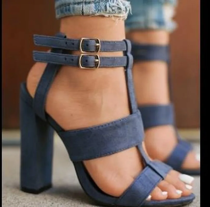 

2021 Summer Ladies Explosions Suede Sandals Women's Super High Heel Thick With Large Size 42 Casual Shoes Zapatos De Mujer