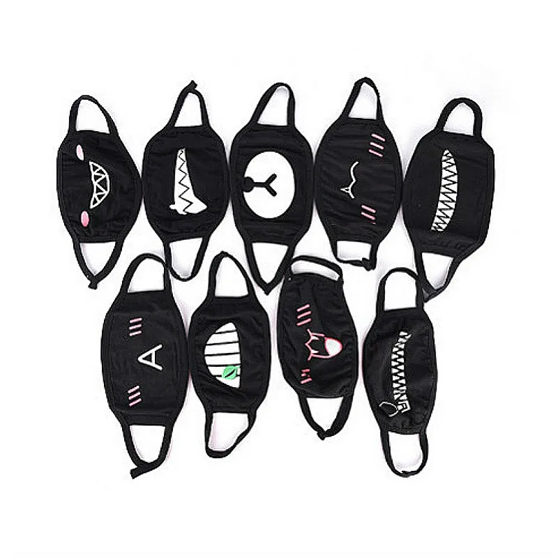 

1@# 44Style Kawaii Cotton Dust Mask Cartoon Black White Expression Teeth Muffle Smile Face Respirator Anti Kpop Bear Mouth Mask