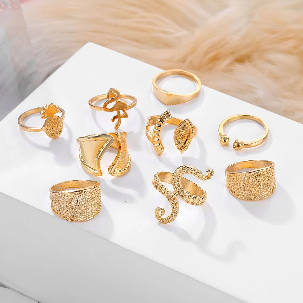 IPARAM богемное Золотое геометрическое кольцо на палец для женщин ретро сплав птица