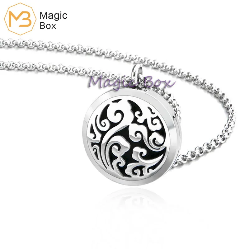 

Aromatherapy Essential Oil Diffuser Necklace Jewelry 316L Surgical Grade Stainless Steel Locket Pendant Necklace with 8 Pads