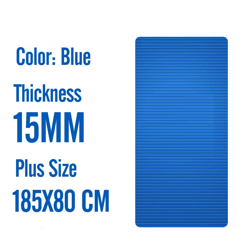 185X80X1.5CM Blue 185X80X1,5 см мужские спортивные маты большого размера NBR Нескользящие коврики для йоги для фитнеса 15 мм фитнес-спортивный коврик с повязками большого размера Tapete - Цвет: 185X80X1.5CM Blue