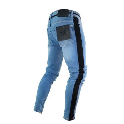 Мода обтягивающие джинсы Для мужчин сексуальные рваные стрейч джинсы брюки комплект для мальчиков осенний шерстяной прямые уличная узкие брюки в стиле «хип-хоп» джинсы размера плюс