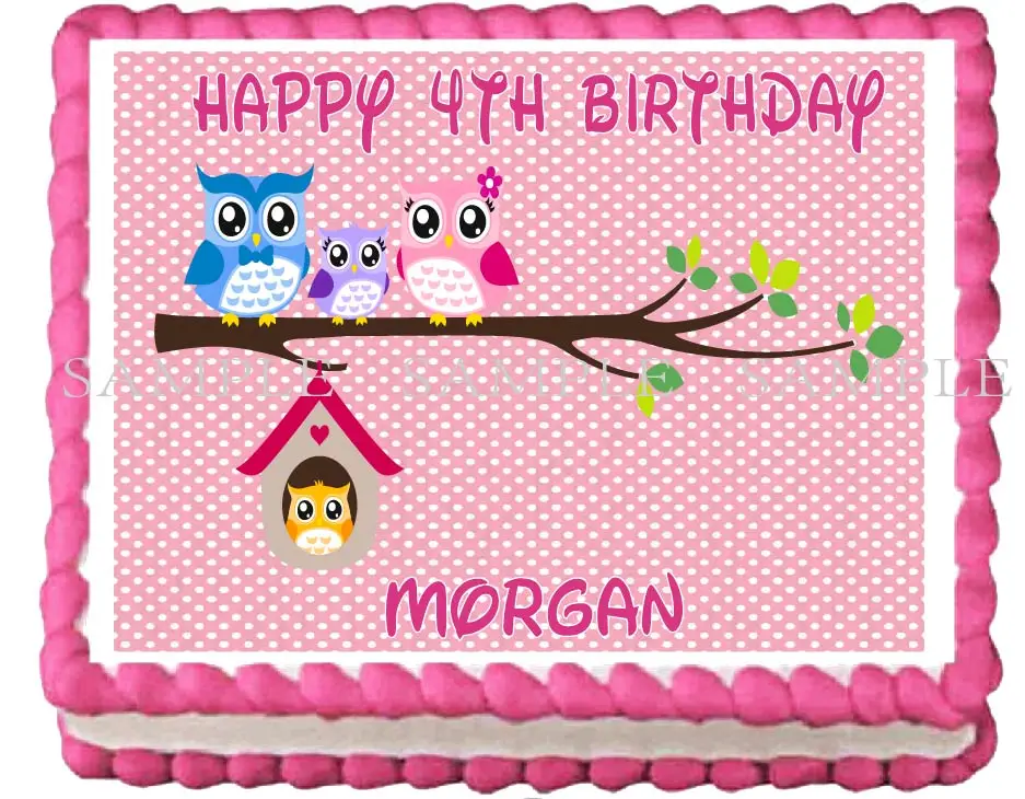 Сова съедобный торт Топпер Вафля риса Бумага кекс печенье украшение на заказ