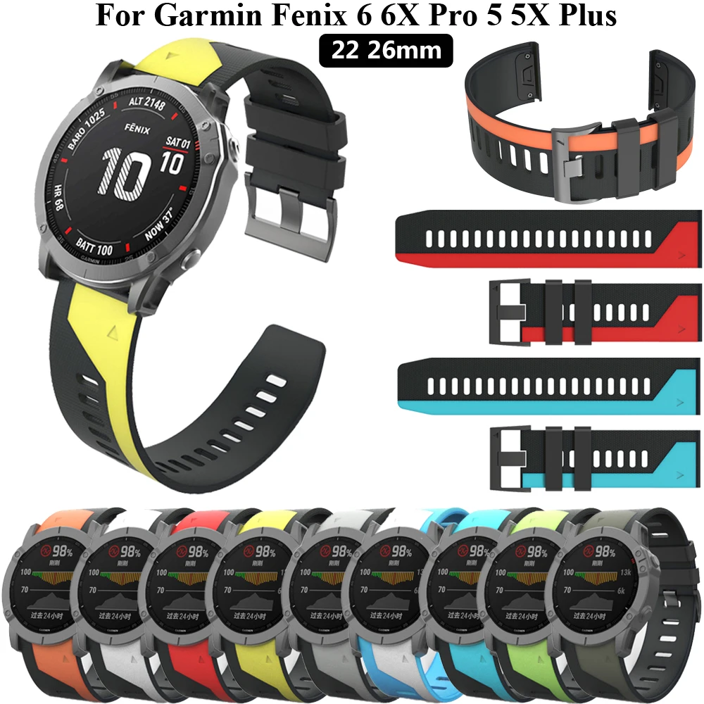 

Ремешок сменный для Garmin Fenix 6X 6 Pro 5X 5 Plus 7 7X 3 3HR Easyfit 22 26 мм, силиконовый быстросъемный браслет