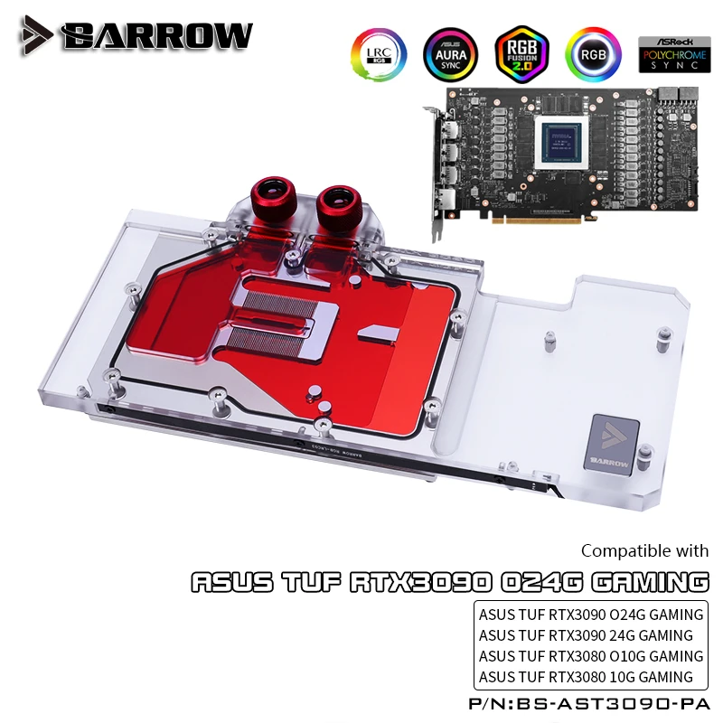 Barrow VGA водяной блок с полным покрытием для ASUS TUF RTX 3080/ 3090 Aurora LRC 2 0 5V 3Pin BS AST3090