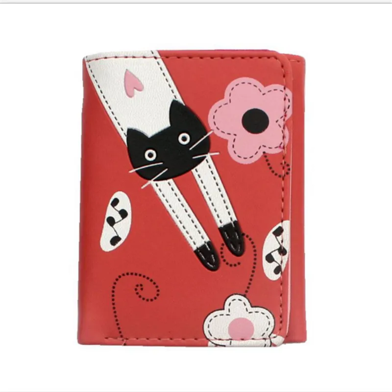 

2019 New Women Wallet Cute Cartoon Cat Style Coin Purse Girl Clutch Short Wallet Change Purse Ladies PU Leather Card Holder
