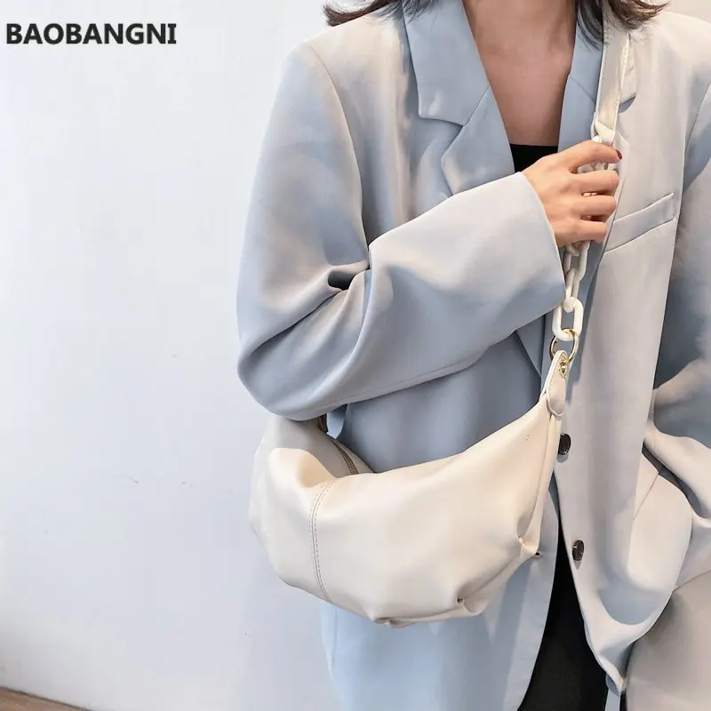 

Сумка-хобо женская с цепочкой, саквояж на плечо в простом повседневном стиле, чемоданчик кросс-боди для девушек