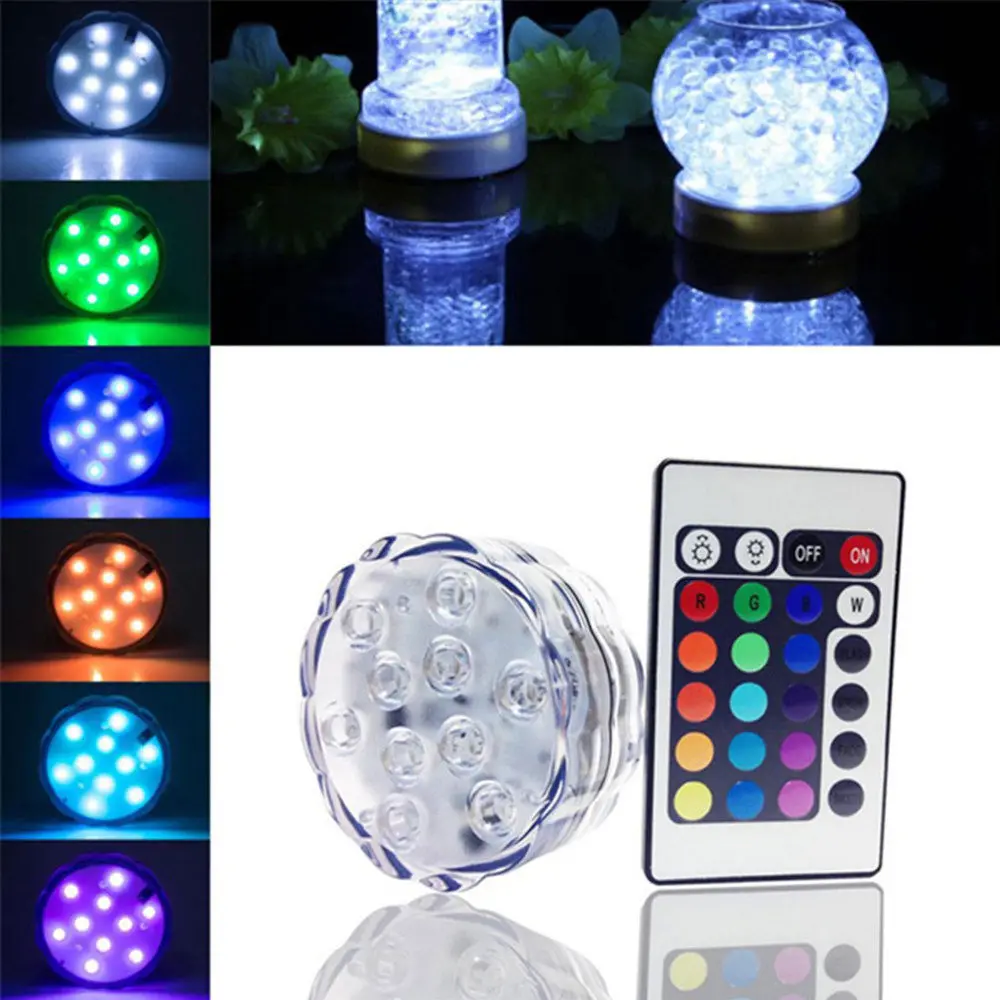 Погружной RGB светильник с дистанционным управлением 10 светодиодов питание от