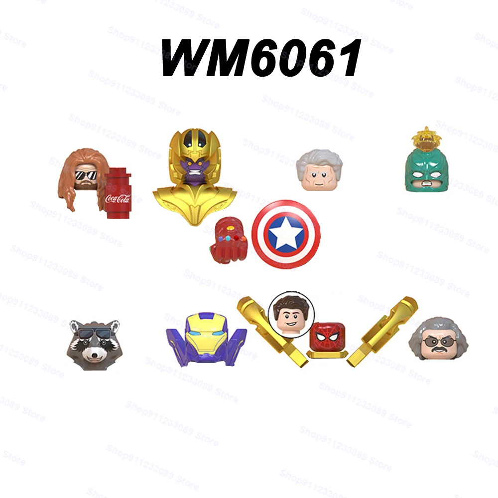 

8pcs/set Rocket Raccoon Iron Man Thanos series Assemble Building Blocks Bricks Superhero Model Figures Toys Children Gift WM6061