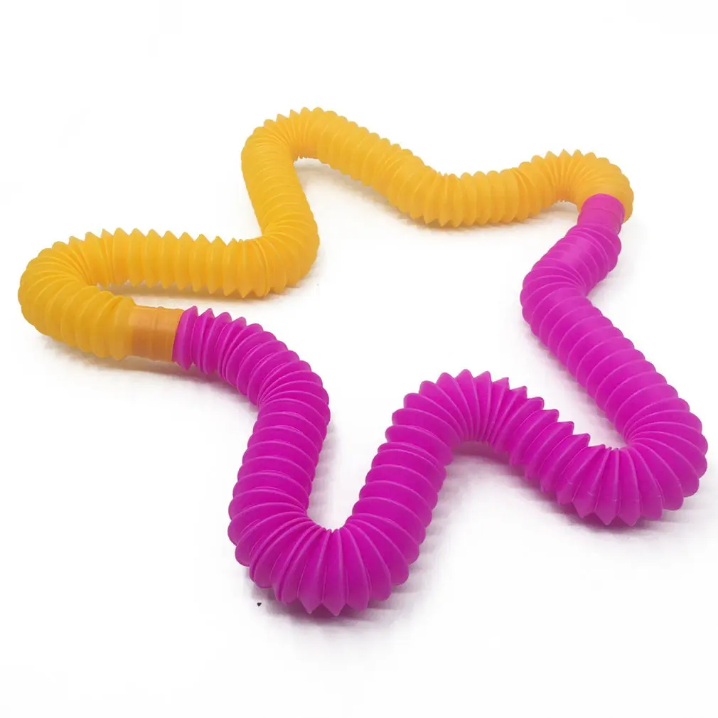 Juguetes de tubos coloridos para aliviar el estr&eacute;s sensorial para ni&ntilde;os, juguetes educativos divertidos antiestr&eacute;s, tubo de pl&aacute;stico plegable, bobina de juguete-5