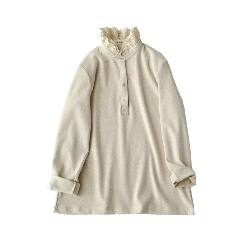 Spring Autumn New Arrival Women Brief Basic Loose Mori Girls Japanese Style Comfortable Elastic Knitted Cotton T-shirts 6 Colors | Женская