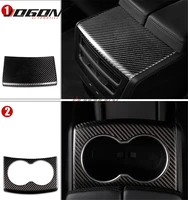 matte glossy real carbon fiber car console water cup panel rear seat armrest trim for tesla model s model x 2014 2019