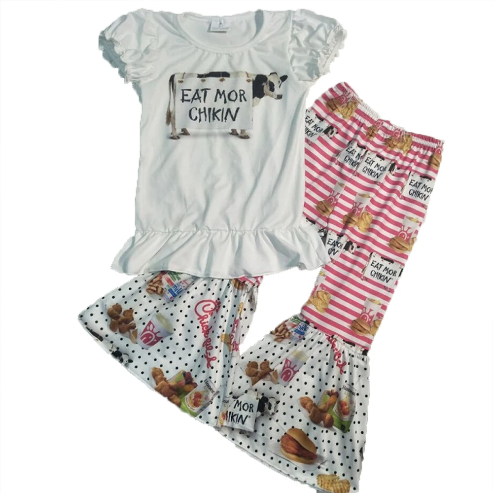 Лидер продаж бутиковый комплект детской одежды на ферме милая рубашка с оборками