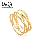 Unift Богемные классические кольца из нержавеющей стали золотого цвета с крестом для женщин, обручальное кольцо, ежедневная одежда, геометрическое искусство