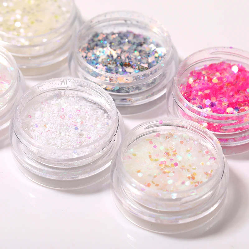 1 коробка розовый желтый красочный блеск украшения для ногтей нерегулярные