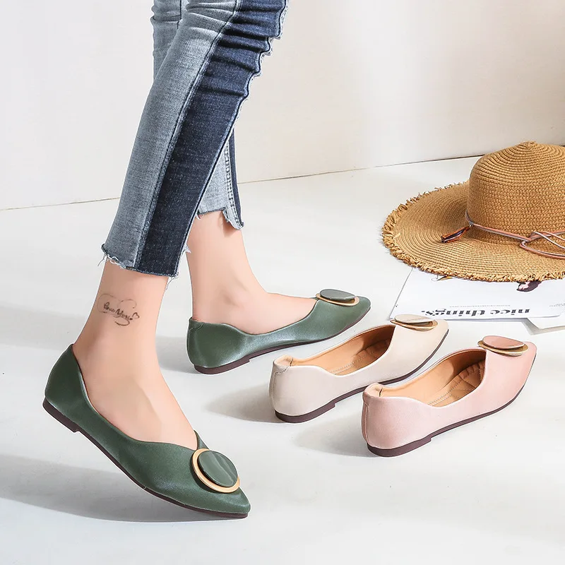 Женские туфли без задника балетки из микрофибры с круглым носком и пряжкой 33-43