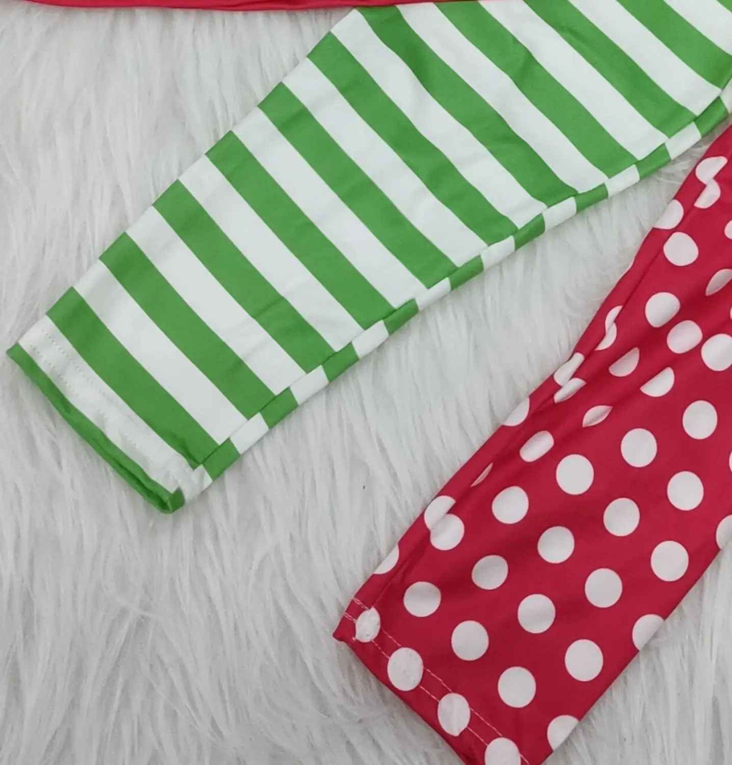 

Girls Christmas Sleeves Striped ruffle Design Santa Print Straight Pants Stripes Dot Unique Design Style yll