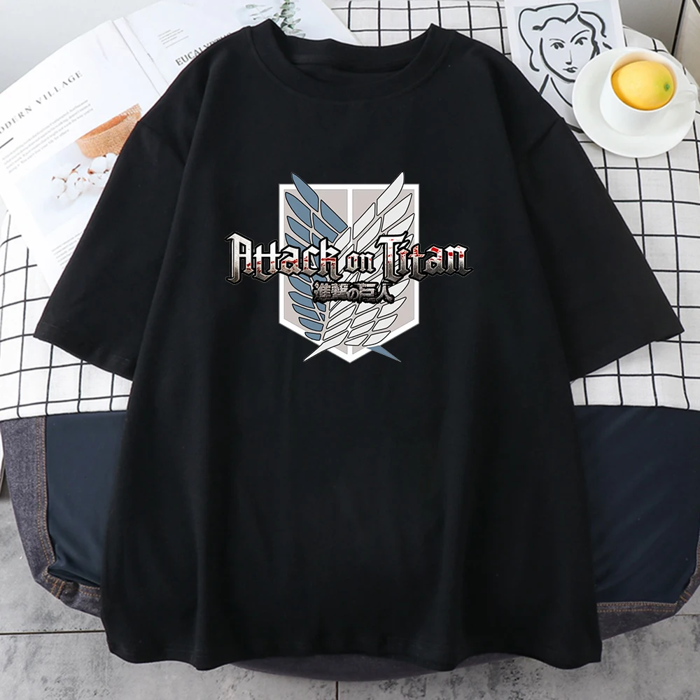 

Japan Anime Angriff Auf Titan Druck Frauen T-Shirt Sommer Casual T Shirts Tier Lose Tops Cartoon Weiblichen T Hemd