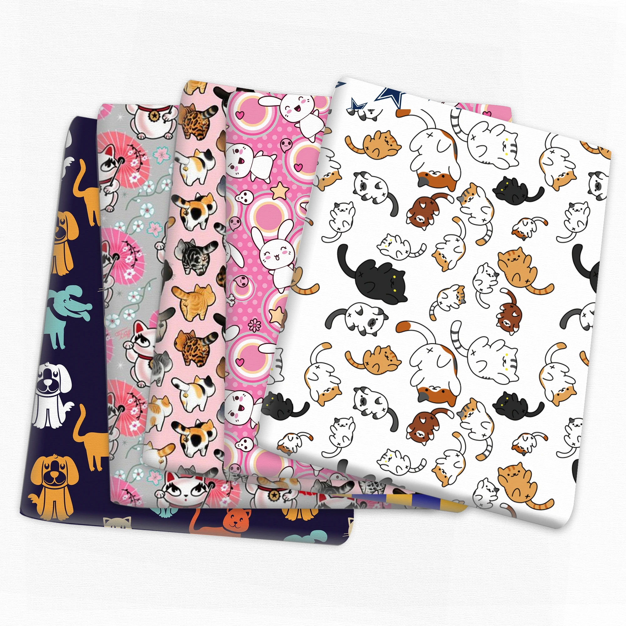 Лоскутная ткань из полиэстера и хлопка с принтом кошки для шитья Женский