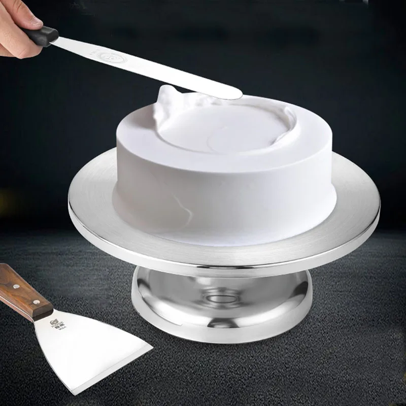 

Stainless steel decorating turntable cake turntable 12 inch decorating table oblique shovel one shovel collection baking tool mo