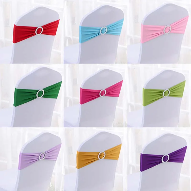 

Mcao 10/20/30PCS Stretch Chair Sashes Bows Lycra Spandex Bands with Buckle for Wedding Banquet Birthday Party Decorations TJ3836