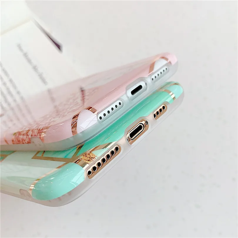 Покрытие геометрический мраморный чехол для iphone 7 XR 11 Pro Max X XS 6 6S 8 Plus телефона