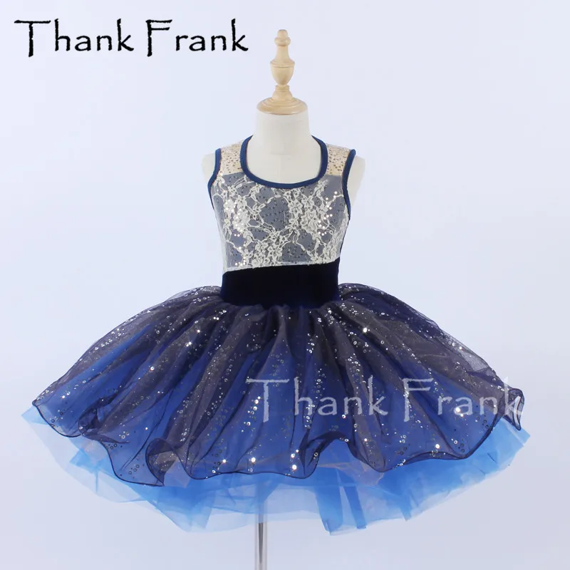 Кружевное балетное платье для девочек детские платья пачки с голубым звездным