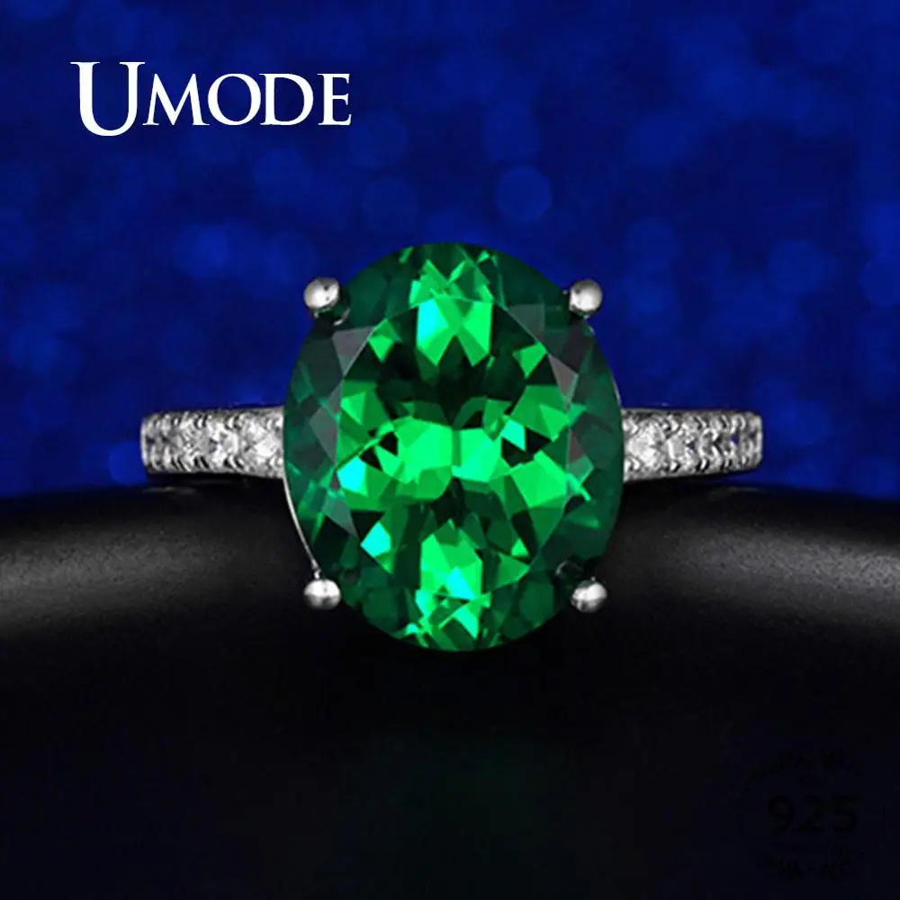 Новые овальные зеленые кольца UMODE для женщин обручальные с цибическим цирконием