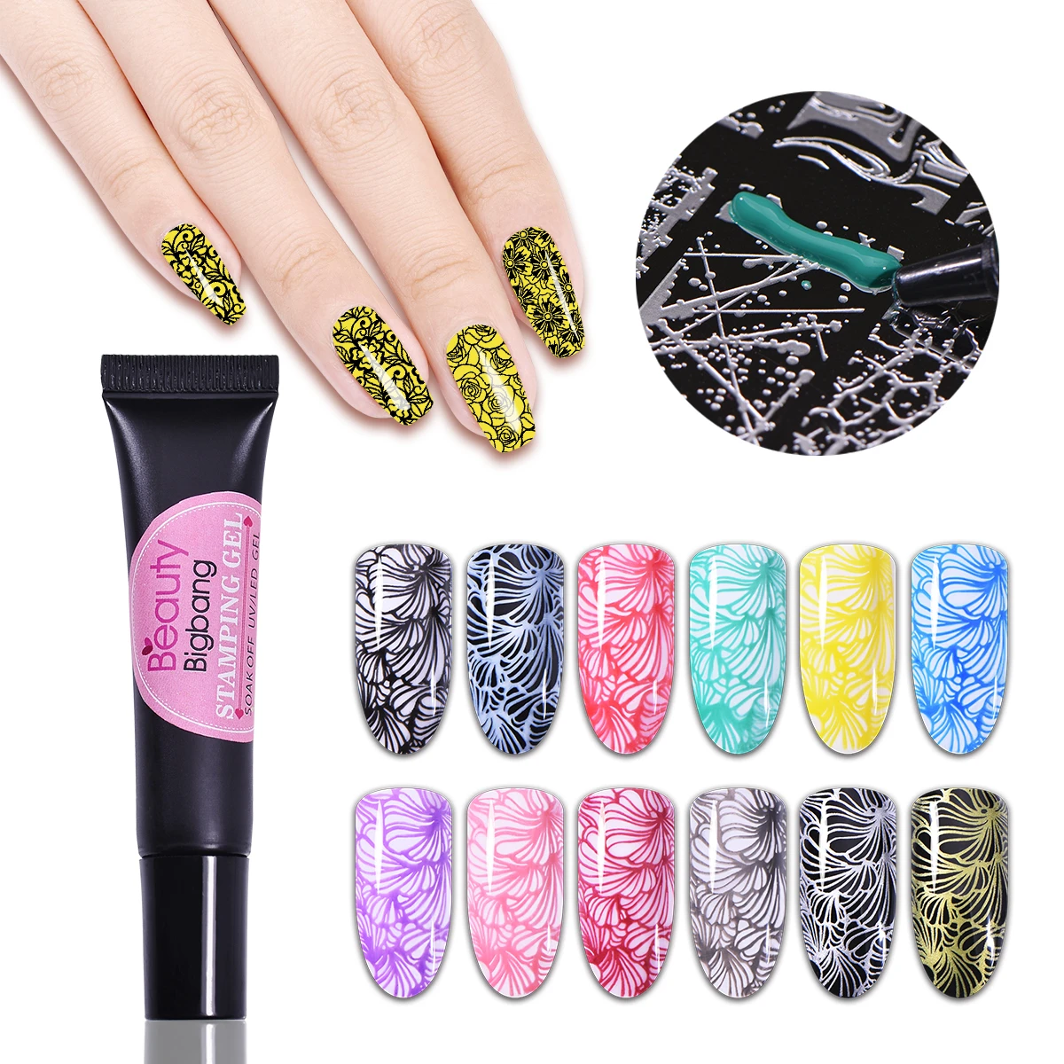 Beautybigbang 8 мл УФ Гель лак для ногтей художественная штамповочная пластина