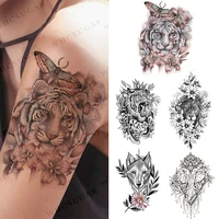 tiger flower waterproof temporary tattoo sticker flash wolf diamond snake body art arm sleeve fake tatoo women men