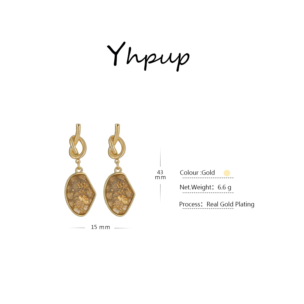 Серьги-подвески Yhpup из смолы и меди элегантные металлические геометрические