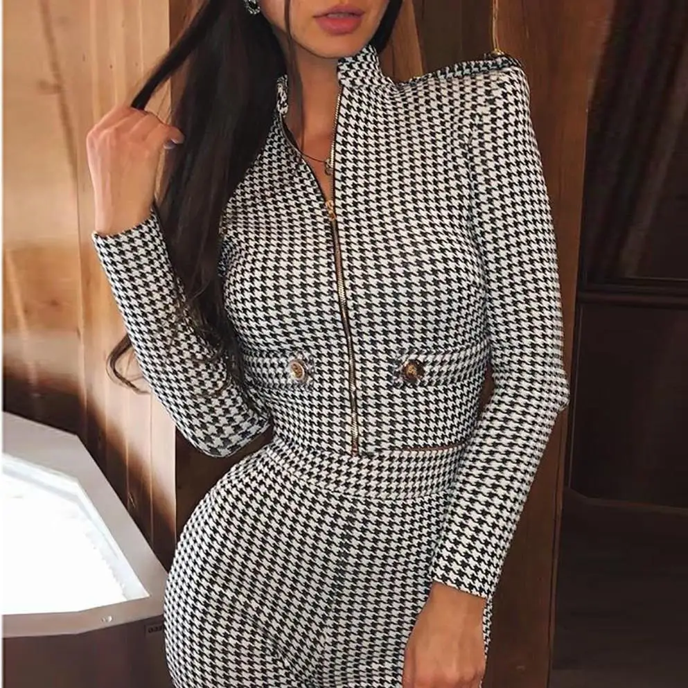 Осенний винтажный клетчатый комбинезон для женщин элегантный женский офиса