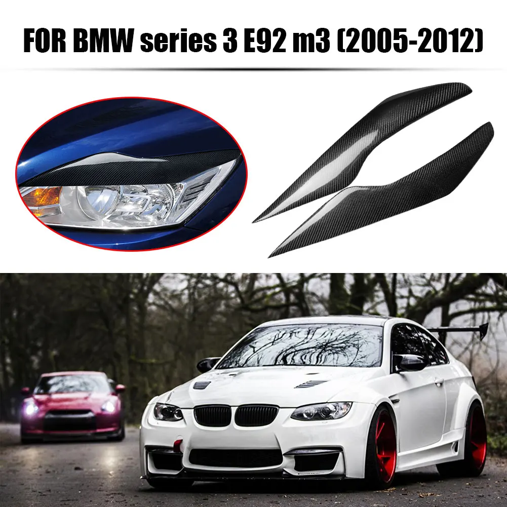 

Black Headlight Eyebrow Eyelids Cover Trim Decoration Carbon Fiber Car Eyelids Trim Stickers for BMW E92 M3 2005-2012