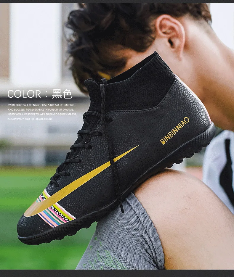 Football Soccer Boots Men Athletic Futsal Soccer Shoes High Top Soccer Cleats Training Football Sneakers Man Kids Cleats