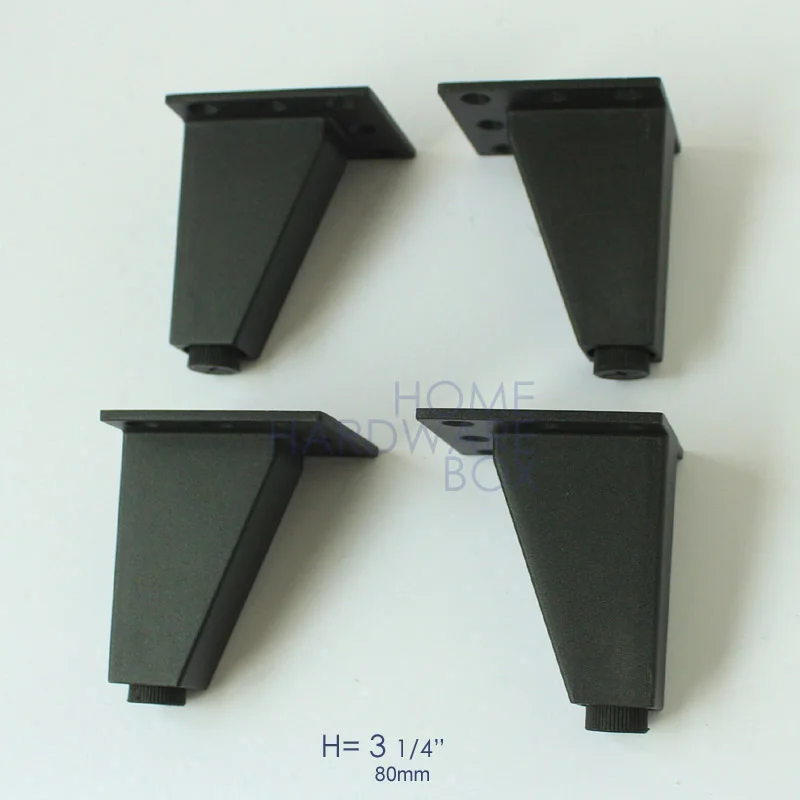 8 см черные металлические ножки шкафа мебельная фурнитура стойка регулятор 4x |