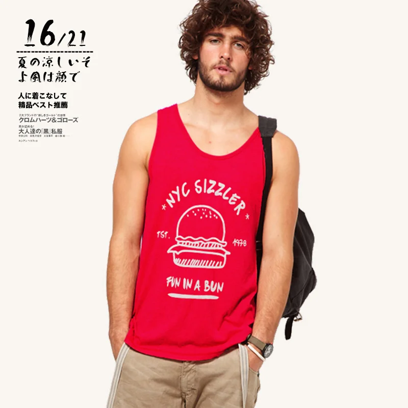 Мужской жилет из хлопка с принтом без рукавов|t-shirt sleeveless|fashion tank top mentank men |