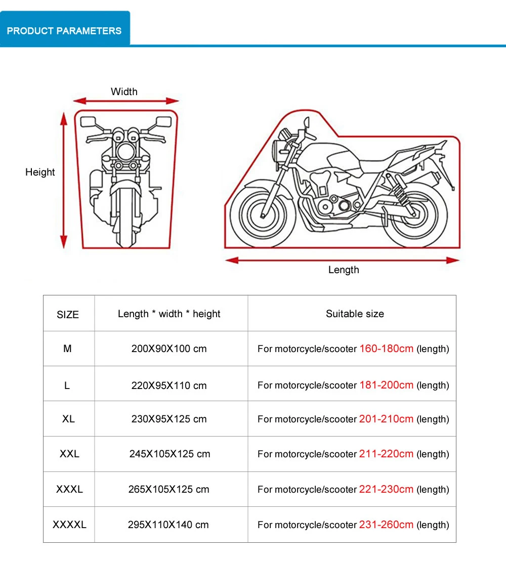 

Universal Motorcycle Covers UV Protector Cover Indoor Outdoor 2 Colors Bike Motor Scooter Dustproof Cover Elastic Fabric M-4XL