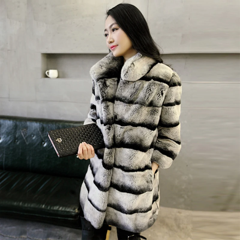 2015 женщин реальный шиншилла окрашенные рекс кролика пальто | Женская одежда