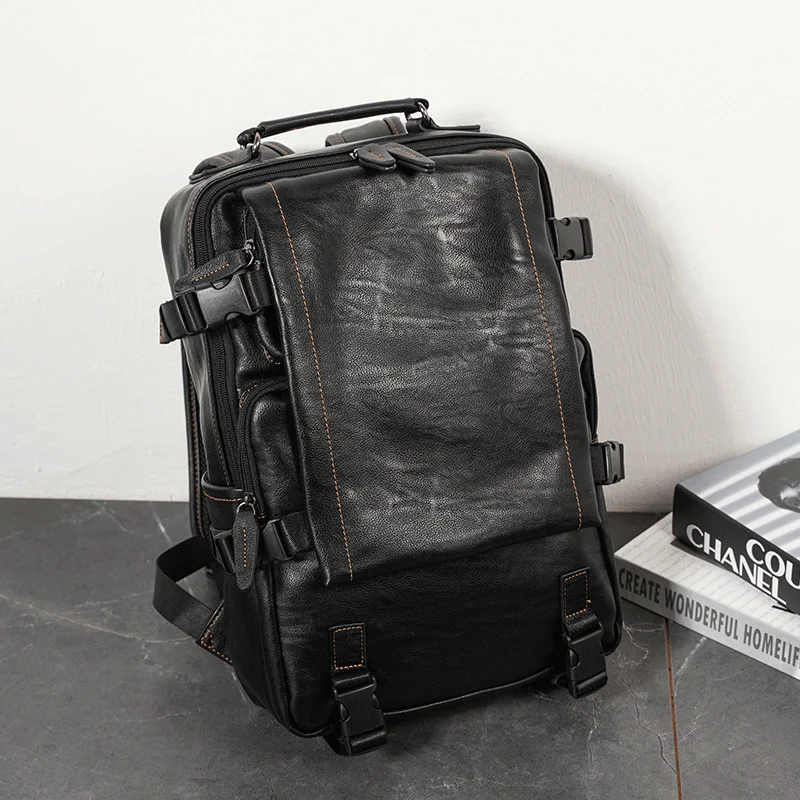 

Zaino Uomo Pelle 2021 New Mochila Notebook Masculina Mens Business Bagpack Casual Black Computer Bag Designer Laptop Backpack
