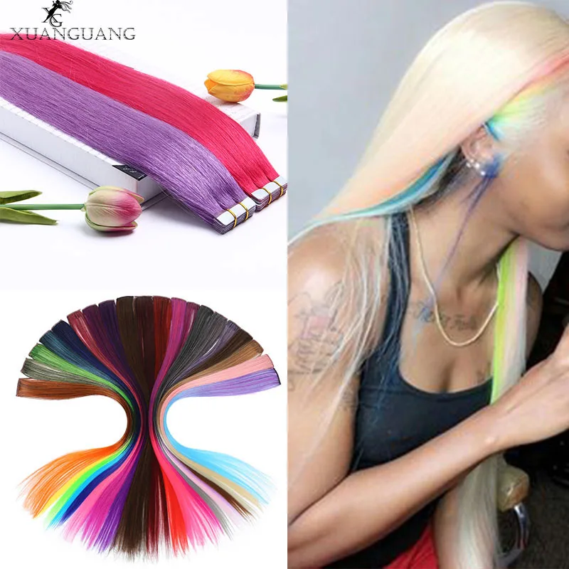 Цветной парик XUANGUANG длинные прямые цветные волосы наращивание волос на клипсе