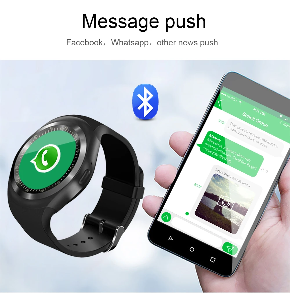 Y1 Смарт-часы фитнес-трекер Bluetooth Android SmartWatch телефонный звонок GSM SIM пульт дистанционного управления камера монитор сна часы Спорт Шагомер