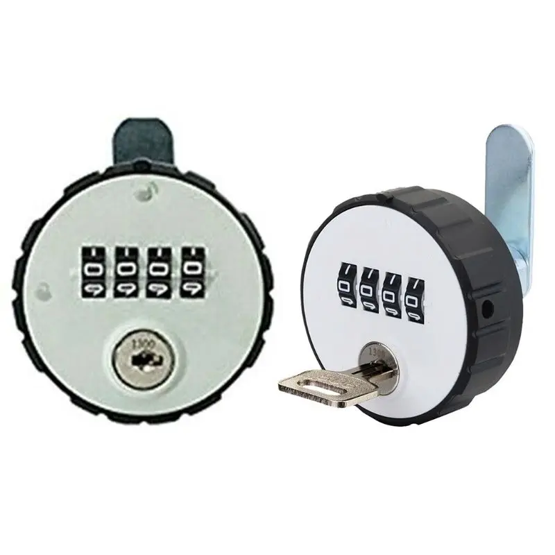 

Combination Cabinet Cam Lock 4 Digital Round Padlock with Key Drawer Door Gym D0AC