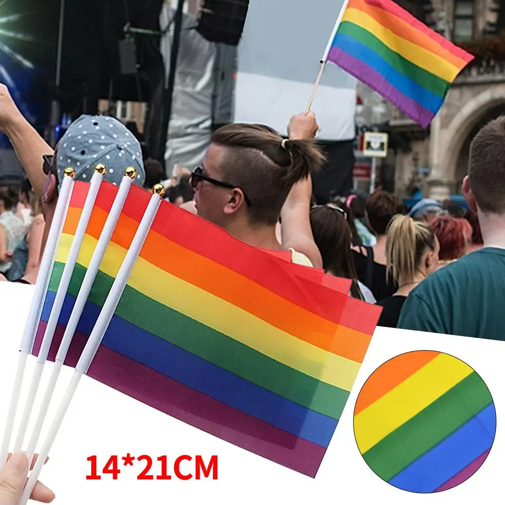 

10PCS/Pack Gay Pride Flags Easy To Hold Mini Small Rainbow Flag With Flagpoles For Pride Parade Festival Pride Accessories