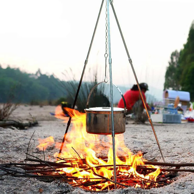 

Camping Cooking Bracket Portable Hanging Pot Tripod Adjustable Telescopic Hanging Pot Support Bracket Outdoor Camping Picnic