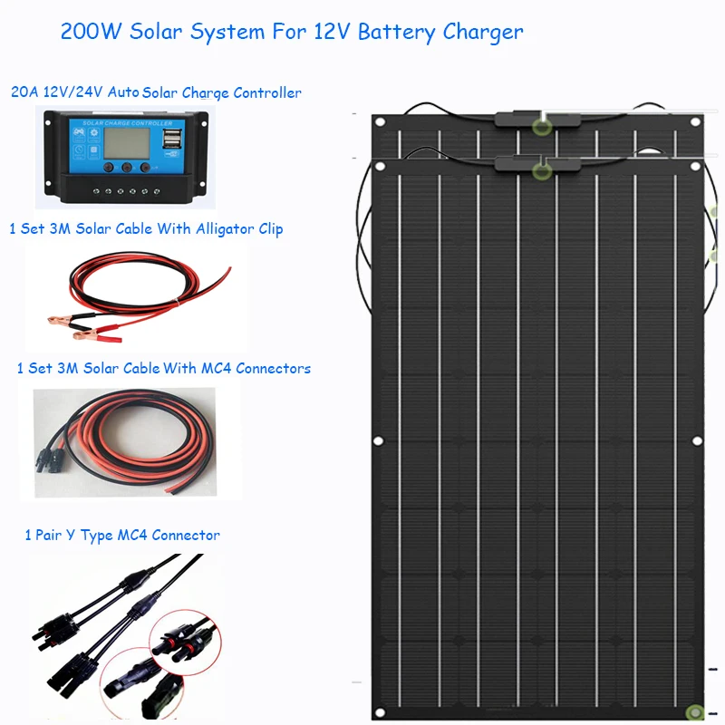 200W 18V 24V солнечных домашних Системы ЭТФЭ гибкие Панель модуль подойдет как для