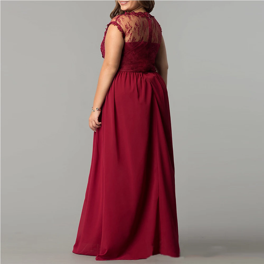 Женское вечернее платье в стиле ретро Красное длинное кружевное без рукавов