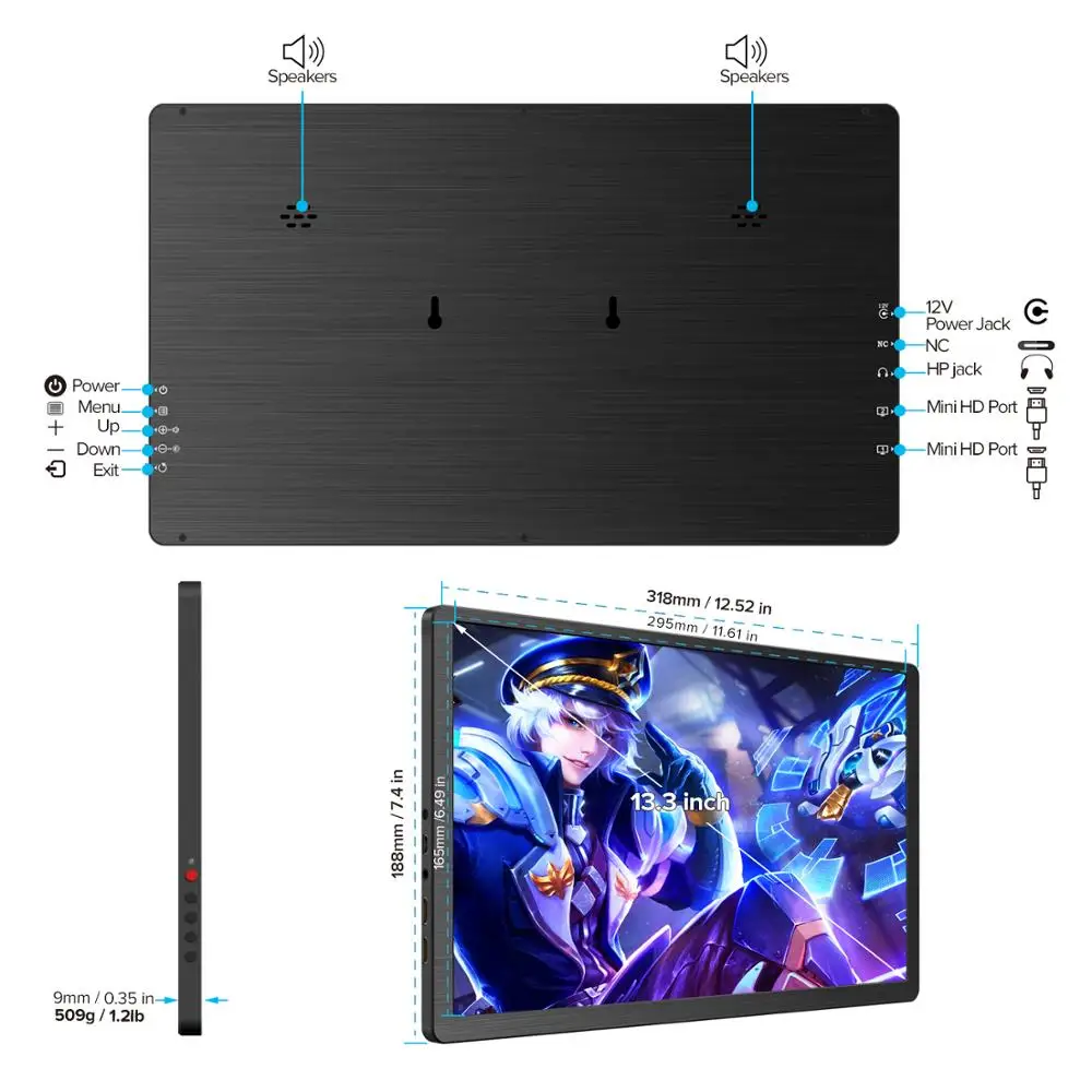 Портативный компьютерный ЖК-монитор UPERFECT 13 3 дюймов 2K FHD игровой экран для PS4 XB0X
